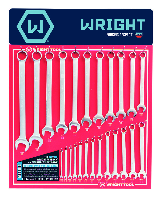 Wright Tool 730 16 Pc 12 Pt Fractional Combination Wrench Set